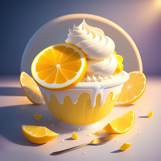 Helado de limón realista de renderizado 3D