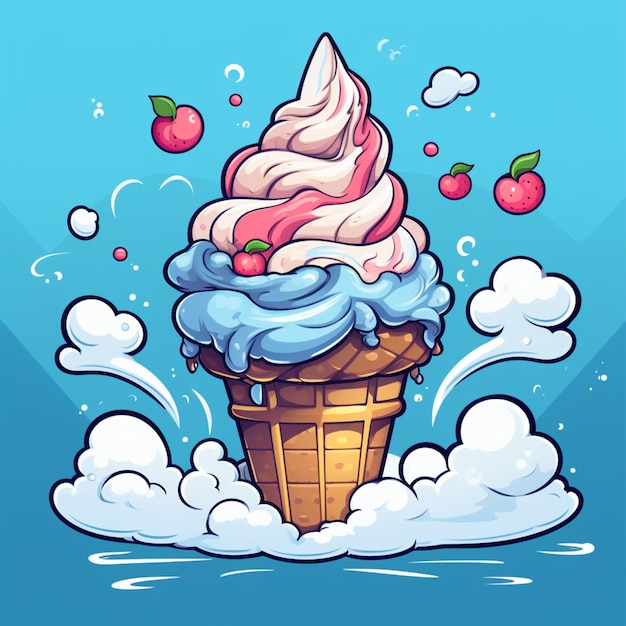 helado de logotipo de dibujos animados