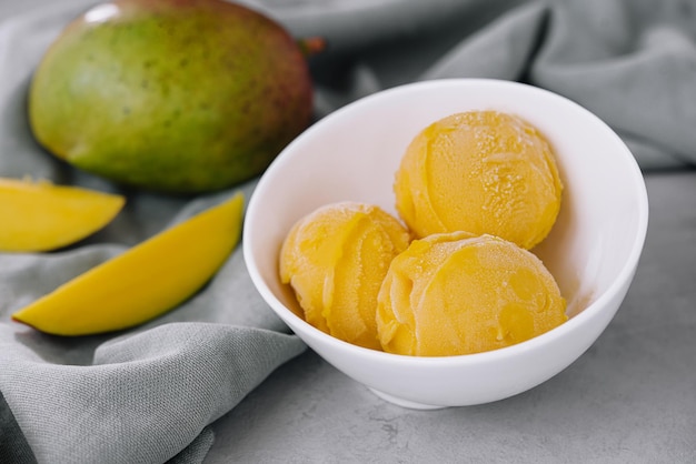 Helado de mango con trocitos de mango