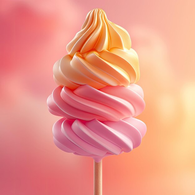 helado de melocotón rosa amarillo