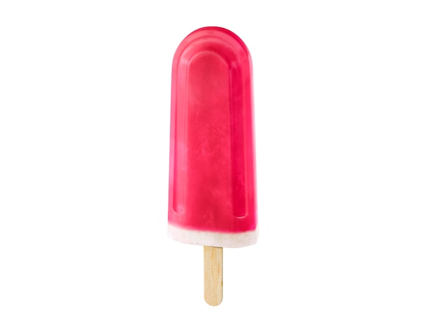 Helado de paleta roja de baya o uva aislado sobre fondo blanco