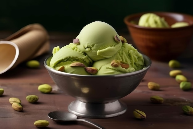 Helado de pistacho cremoso Generar Ai