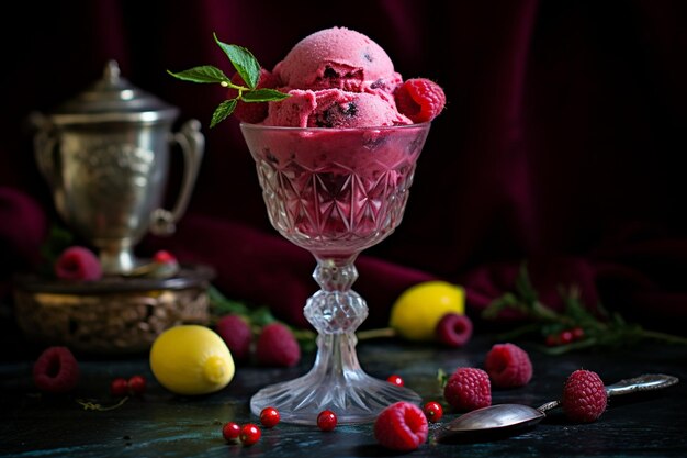 Helado de queso de frambuesa y limón