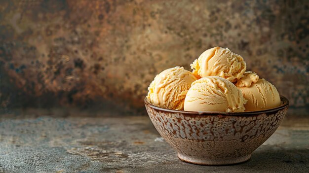 Helado en un tazón en una mesa