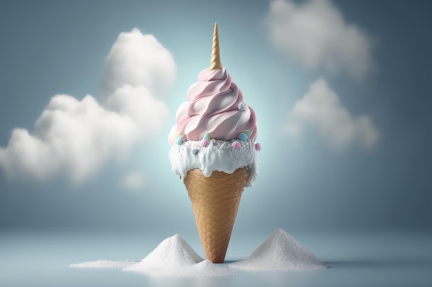 Foto helado de unicornio helado de cuento de hadas helado de unicornio sueño dulce y concepto de fantasía helado en un cono