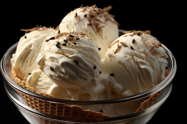 Foto helado de vainilla con crema