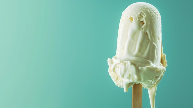 Foto helado de vainilla con fondo de azul azul