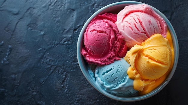 El helado de verano de bayas y mango