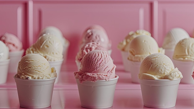 Helado en la vitrina de la cafetería del supermercado Diseño de fondo de la pancarta