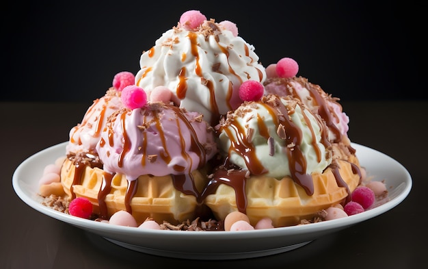 Helado en waffle Fondo blanco