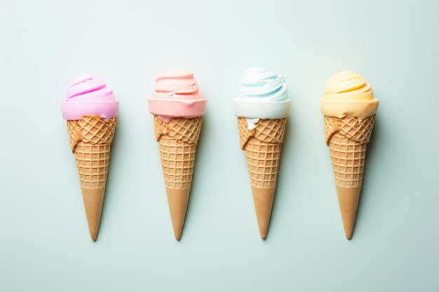 Los helados de estilo minimalista en colores claros generados por la IA