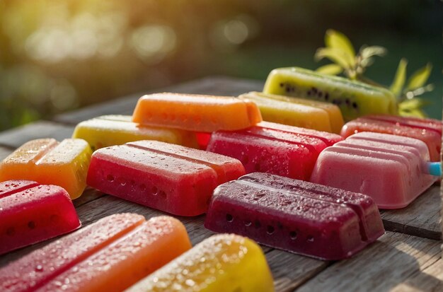 Helados de frutas en un día de verano