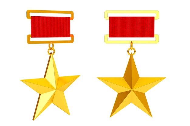 Held der Sowjetunion Gold Star Awards auf weißem Hintergrund. 3D-Rendering