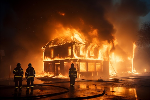 Heldenhafte Feuerwehrleute löschen die Flammen und verhindern weitere Schäden am Haus