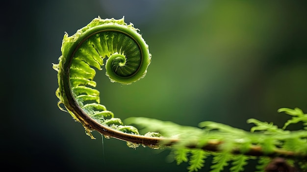 un helecho verde con un diseño en espiral en el centro.