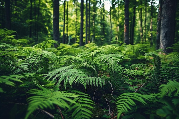 Los helechos en el fondo de la naturaleza verde del bosque enfoque selectivo