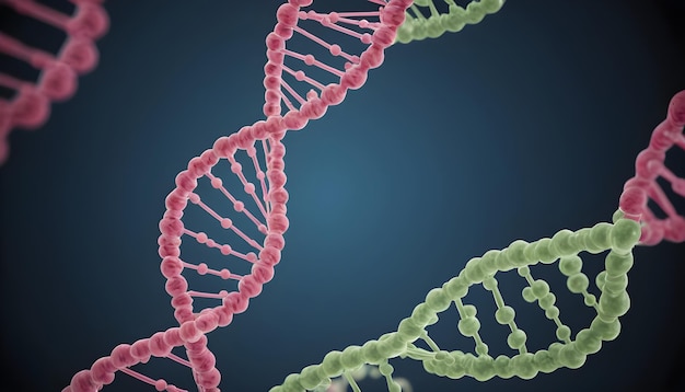 Hélice de ADN gerada digitalmente com estruturas químicas