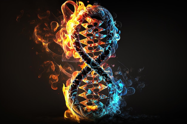 Hélice de DNA em chamas gerada por IA
