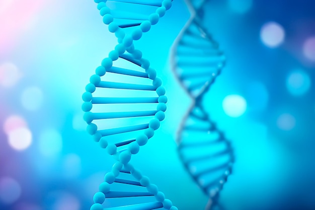 Hélice de DNA em um fundo bokeh azul