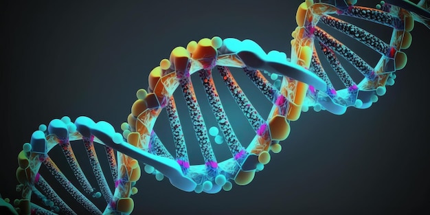 Hélice médica de DNA em várias cores