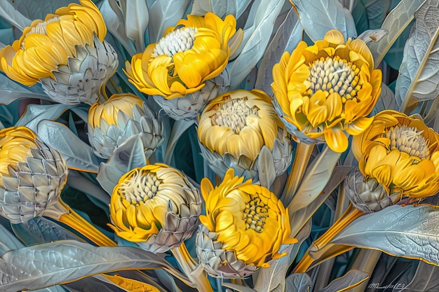 Helichrysum Everlasting Immortelle Flor de paja Planta medicinal Helichlysum Imitación del dibujo