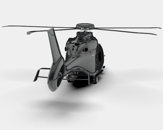 Helicóptero aislado en la ilustración de renderizado 3d de fondo