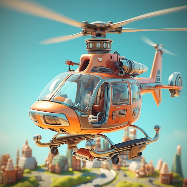 Helicóptero de cartunista 3D