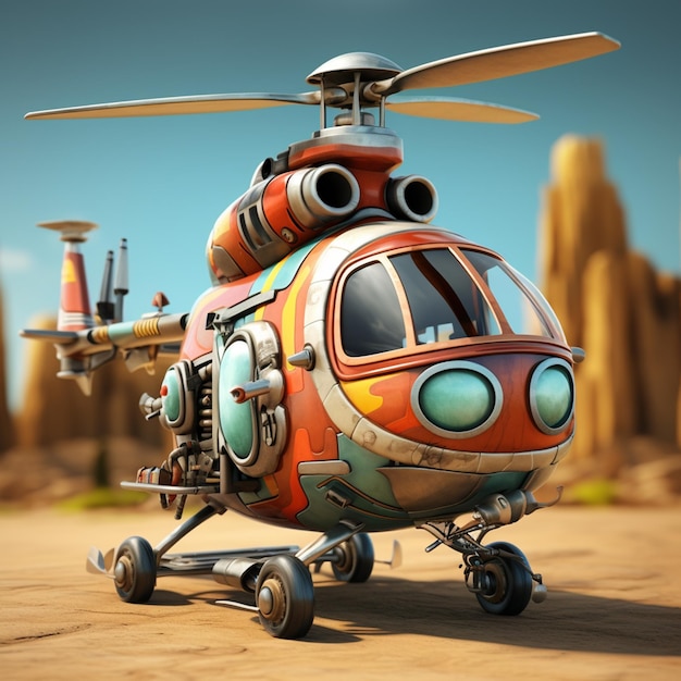 Helicóptero de cartunista 3D