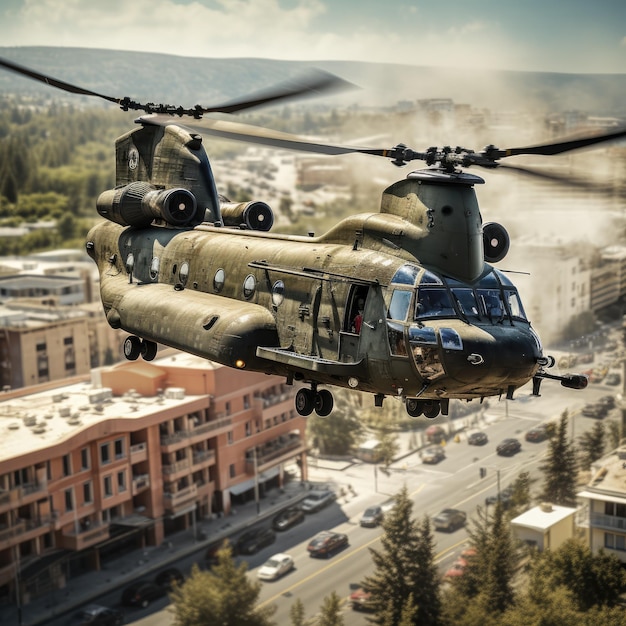 Foto helicóptero militar en acción