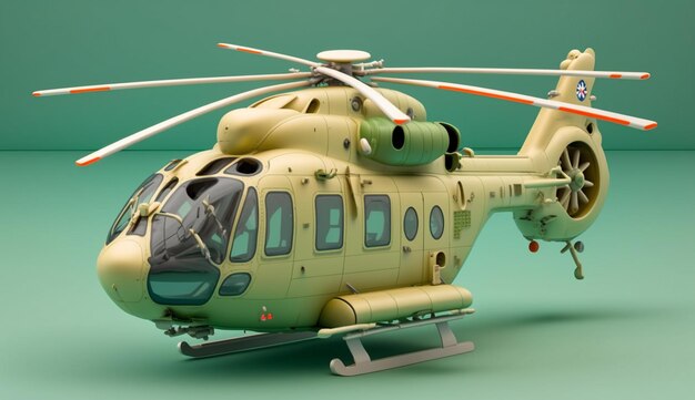 Un helicóptero modelo 3d aislado sobre fondo pastel