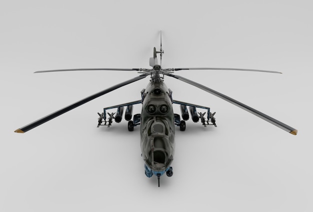 Helicóptero renderização 3d mínima em fundo branco