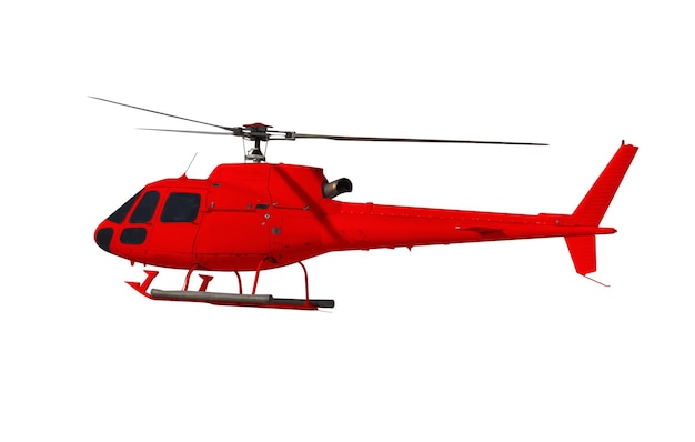 Helicóptero rojo aislado en blanco