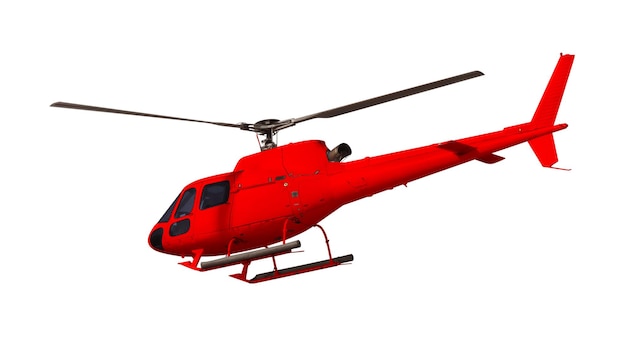 Helicóptero rojo aislado en blanco