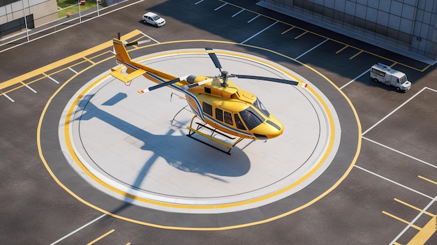 Helikopter auf dem Parkplatz des Flughafens Generative KI