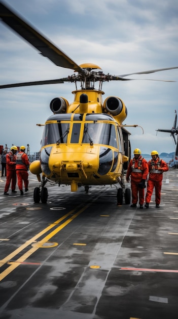 Helikopter landet auf dem Deck eines Schiffes