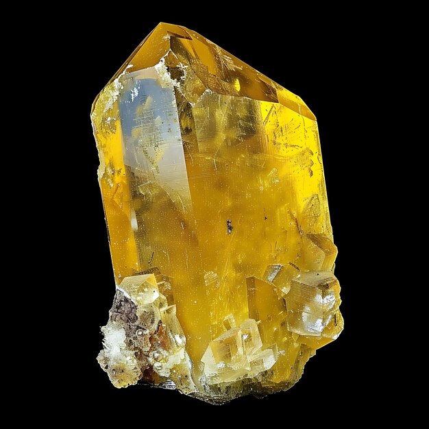 Foto heliodor cristal chunk con forma oblonga redondeada color amarillo objeto aislado fondo en blanco limpio