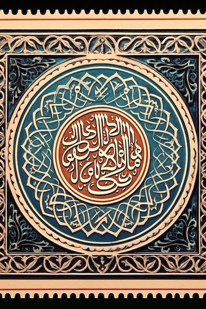Foto heliogravur-druck von briefmarken aus arabischer kalligraphie