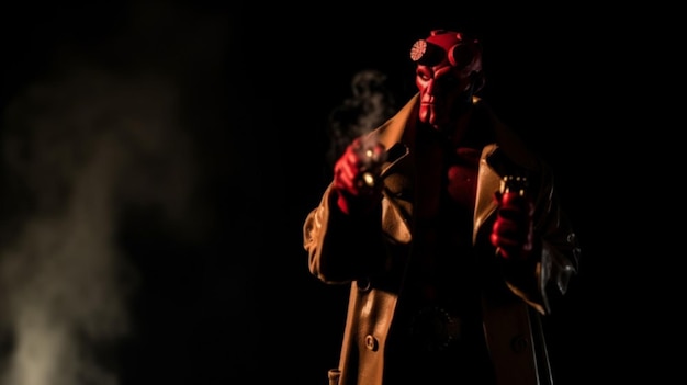 Hellboy sosteniendo un cigarro en la mano
