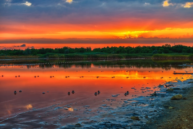 Helle Abendlandschaft des Salzsees