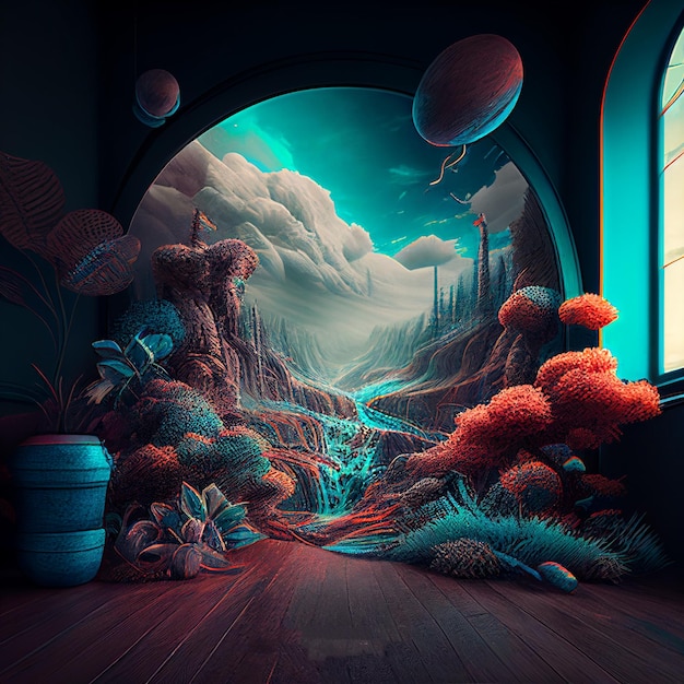 Helle abstrakte moderne Fantasieillustration 3D