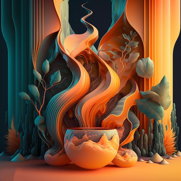 Helle abstrakte moderne Fantasieillustration 3D