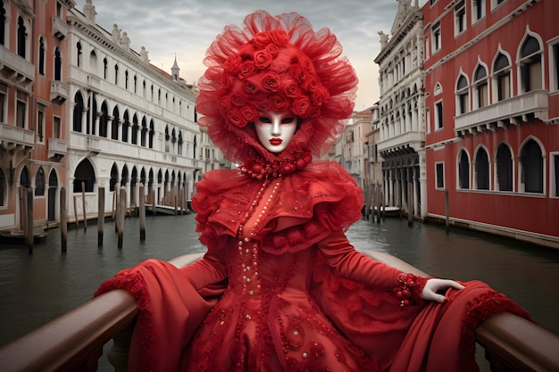 Helle Figur in Maske auf dem Karneval in Venedig