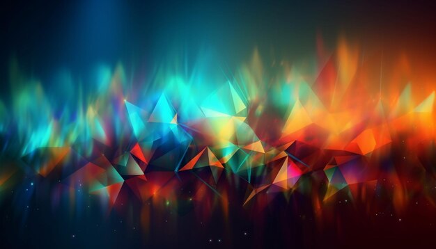Foto helle geometrische formen explodieren in leuchtenden farben, generiert von ki