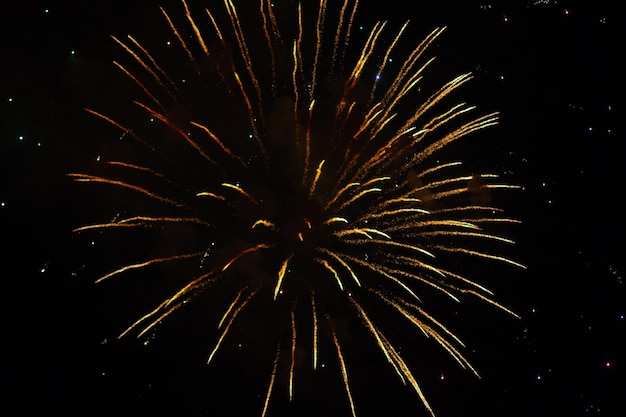 Helle Lichter des Feuerwerks am schwarzen Himmel