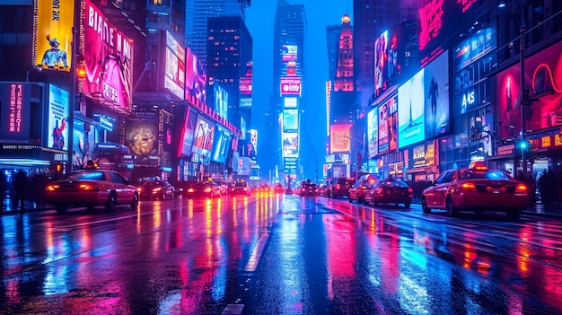 helle Lichter und geschäftige Straßen des Times Square in New York