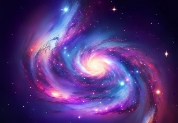 Helle Spiralgalaxie mit Sternen im Weltraum generative ai