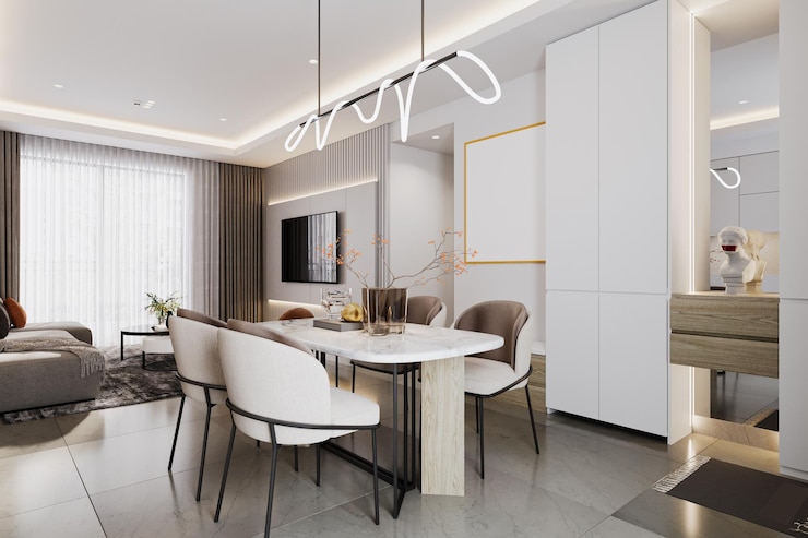 Foto helle und weiße dekorationen mit anmutigen dingen im studio zu hause 3d-rendering