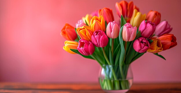 Heller Blumenstrauß aus Tulpen, festliche Stimmung, KI-generiertes Bild