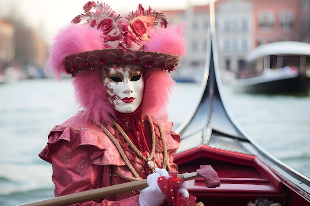 Heller Charakter in der Maske auf dem Karneval in Venedig