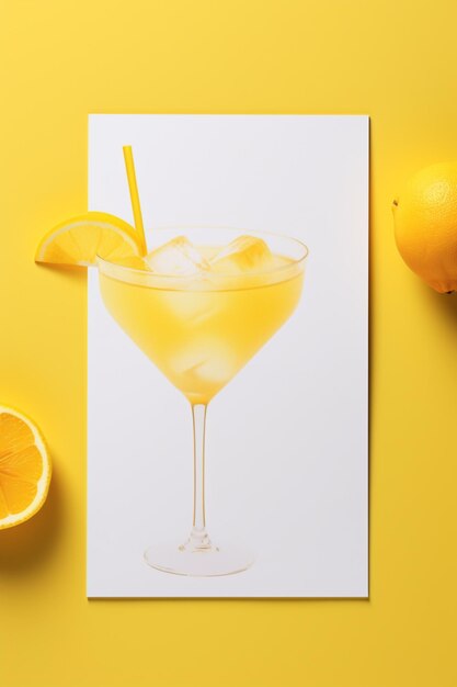 Foto heller gelber minimalistischer cocktail-flyer-design, der von ki generiert wurde